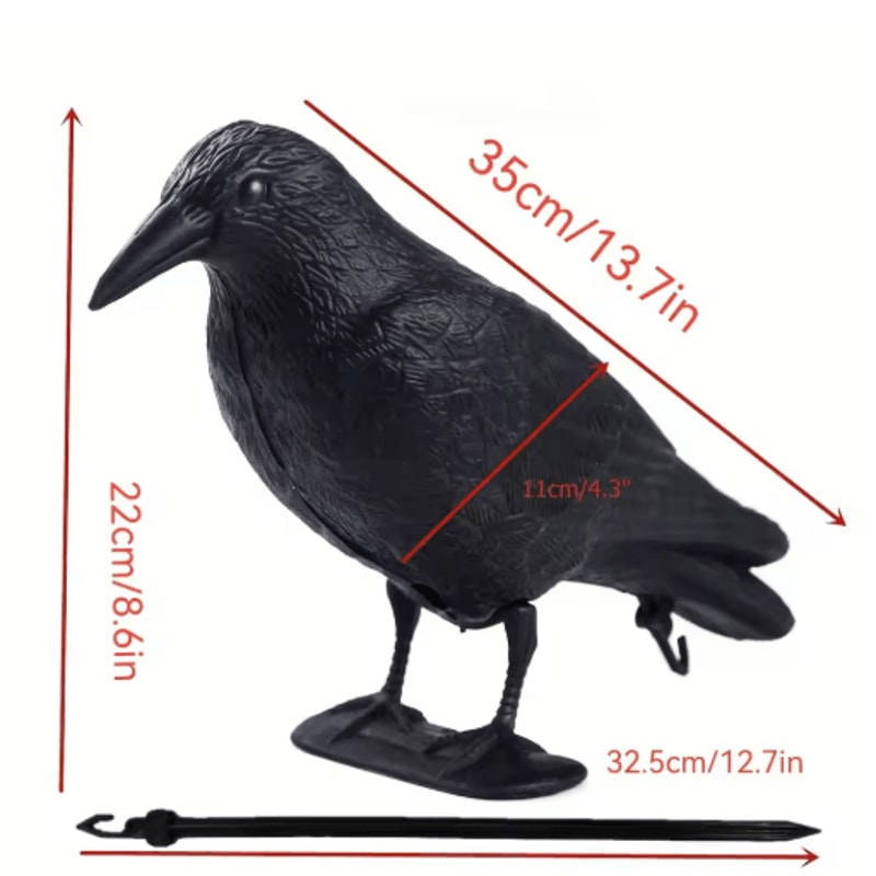 Realistic Black Crow Decoy For Garden Bird Control And Yard Decor 6