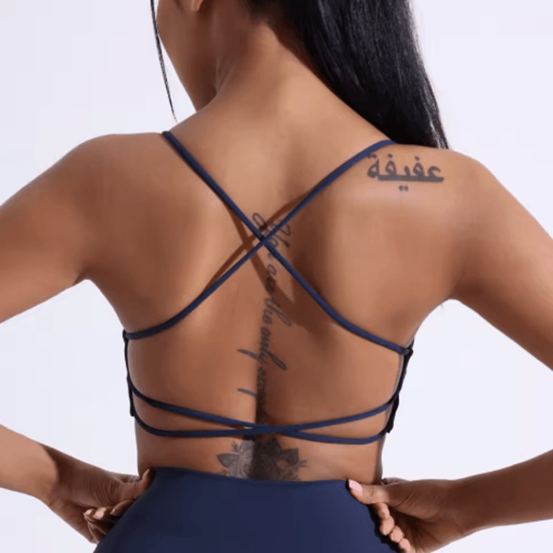 FlexCross High Support Cross Back Sports Bra With Chest Pads 1