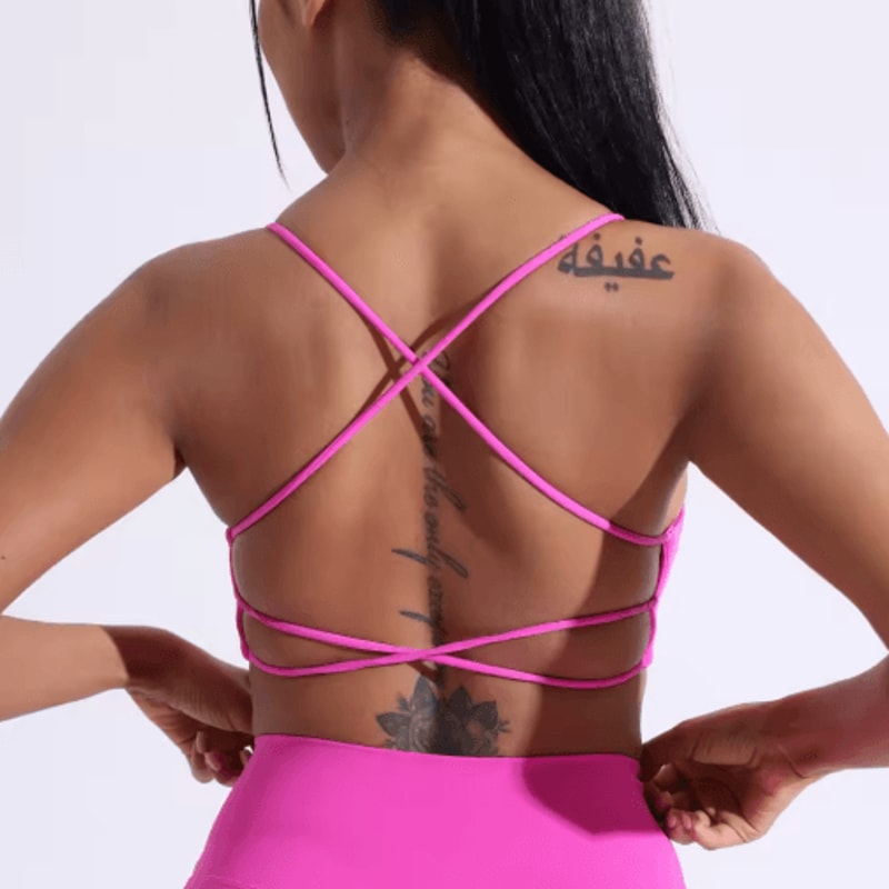 FlexCross High Support Cross Back Sports Bra With Chest Pads 10