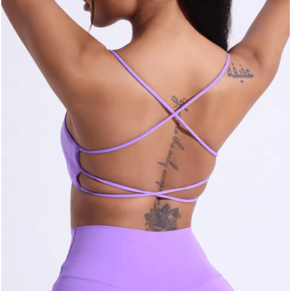 FlexCross High Support Cross Back Sports Bra With Chest Pads 7