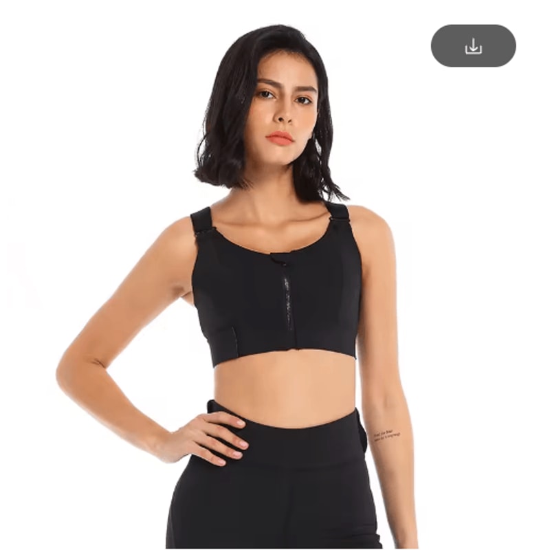PowerZip Plus Size Front Zipper Sports Bra With Adjustable Straps 1