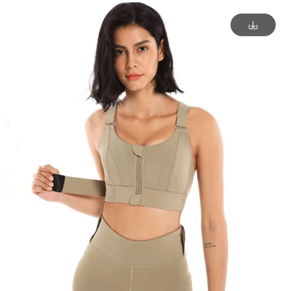 PowerZip Plus Size Front Zipper Sports Bra With Adjustable Straps 2