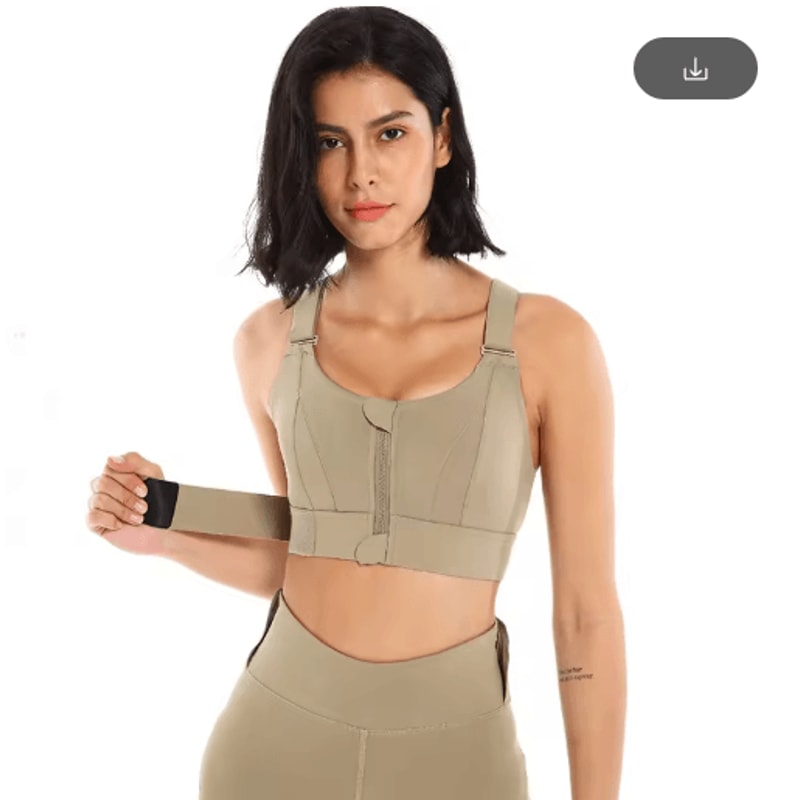 PowerZip Plus Size Front Zipper Sports Bra With Adjustable Straps 2