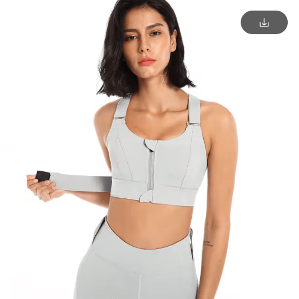 PowerZip Plus Size Front Zipper Sports Bra With Adjustable Straps 3