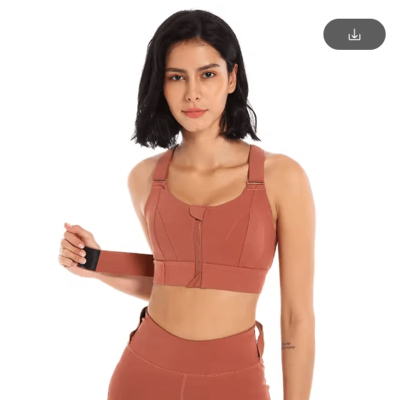 PowerZip Plus Size Front Zipper Sports Bra With Adjustable Straps 4