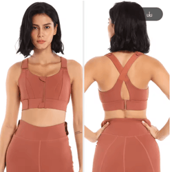 powerzip plus size front zipper sports bra with adjustable straps