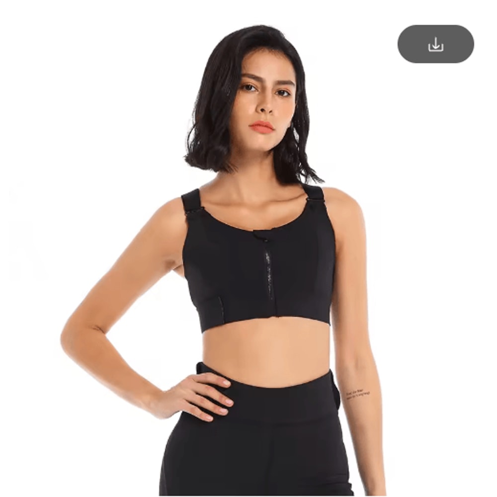 PowerZip Plus Size Front Zipper Sports Bra With Adjustable Straps 6
