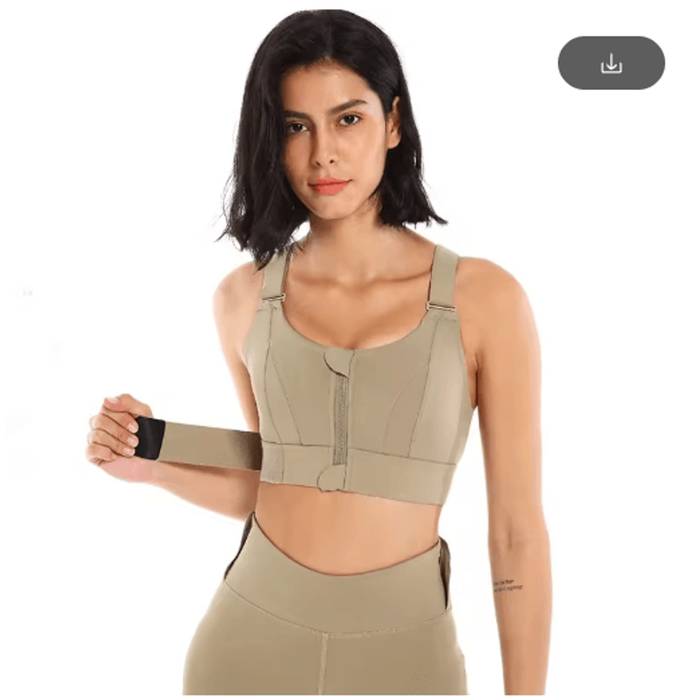 PowerZip Plus Size Front Zipper Sports Bra With Adjustable Straps 7