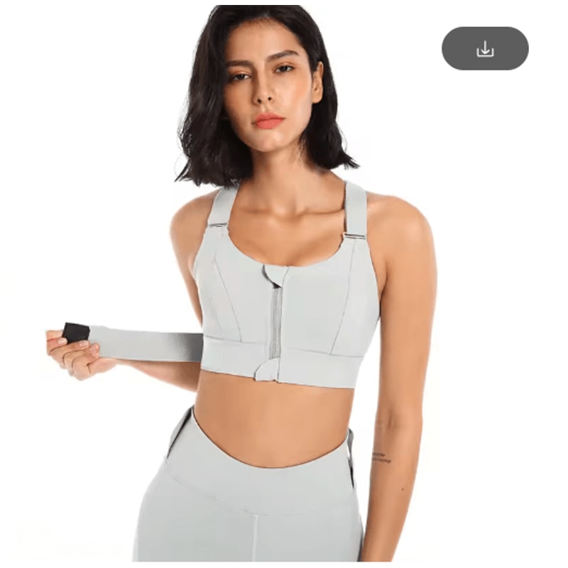 PowerZip Plus Size Front Zipper Sports Bra With Adjustable Straps 8