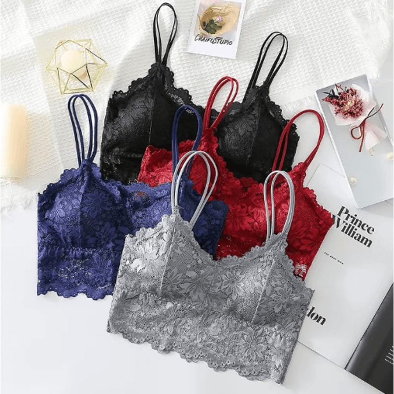 EleganceFit Seamless Wireless Lace Bralette Top 11