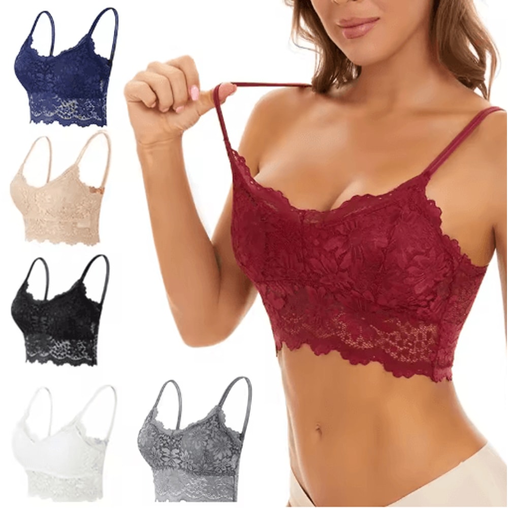 EleganceFit Seamless Wireless Lace Bralette Top 0