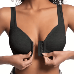 comfortcare wire-free front closure full coverage bra with fixed cups