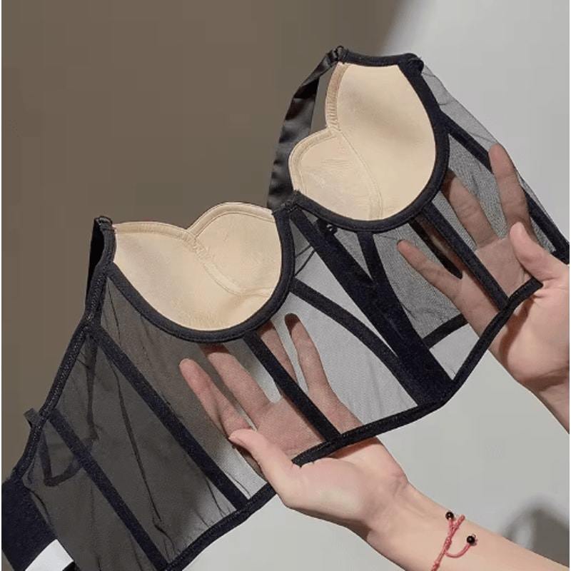 Meetr Lace Push Up Corset Bra With Beauty Back Design 5