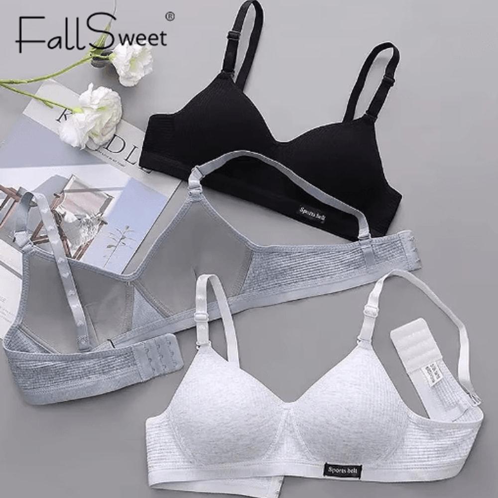 FallSweet Cotton Wireless Bra Seamless Push Up VShaped Gathering Lingerie For AB Cup 11