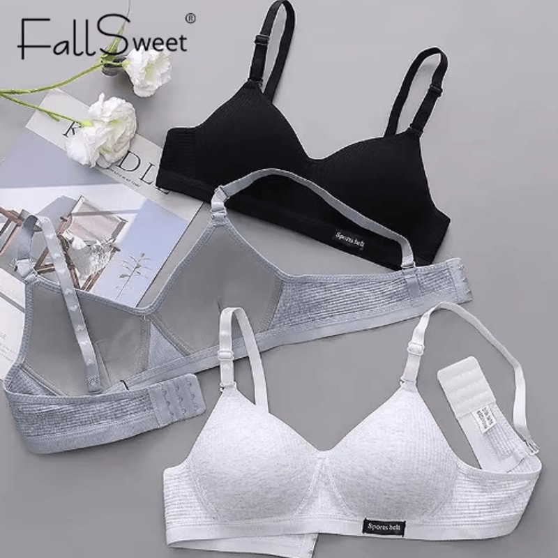 FallSweet Cotton Wireless Bra Seamless Push Up VShaped Gathering Lingerie For AB Cup 11