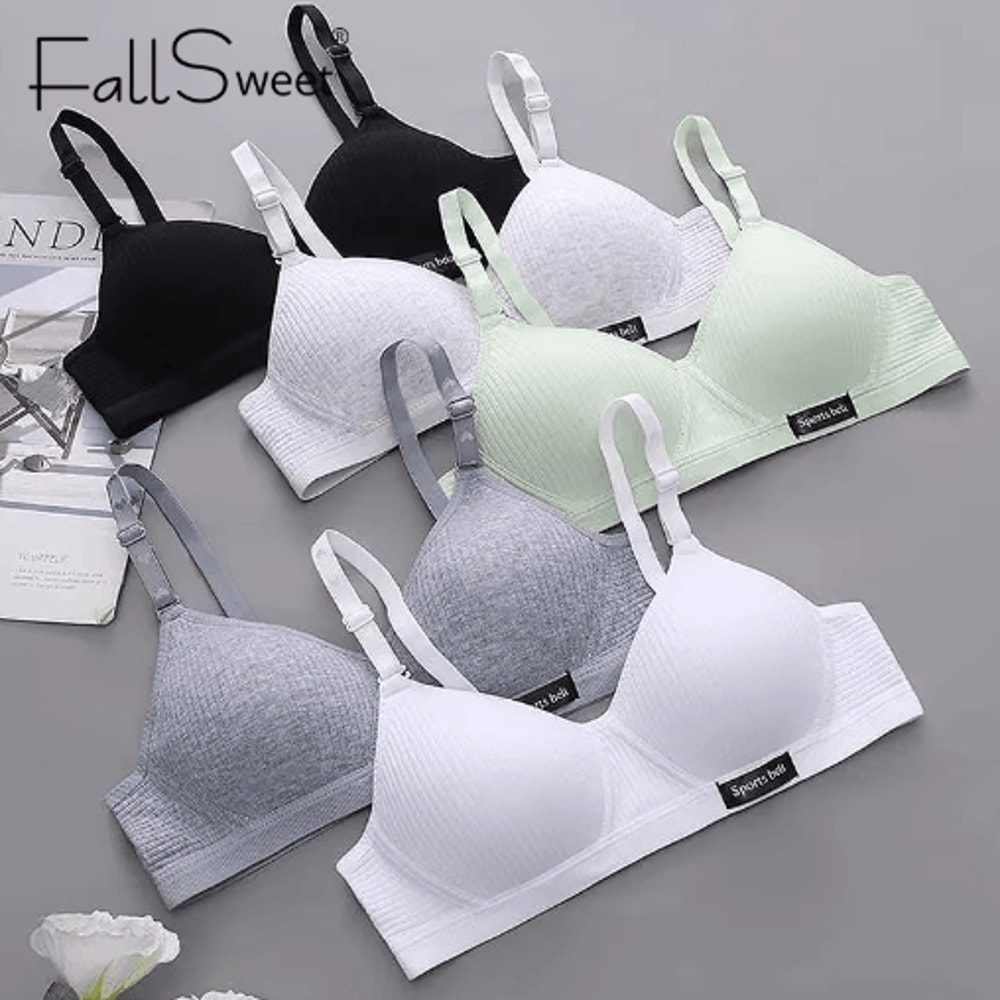 FallSweet Cotton Wireless Bra Seamless Push Up VShaped Gathering Lingerie For AB Cup 0