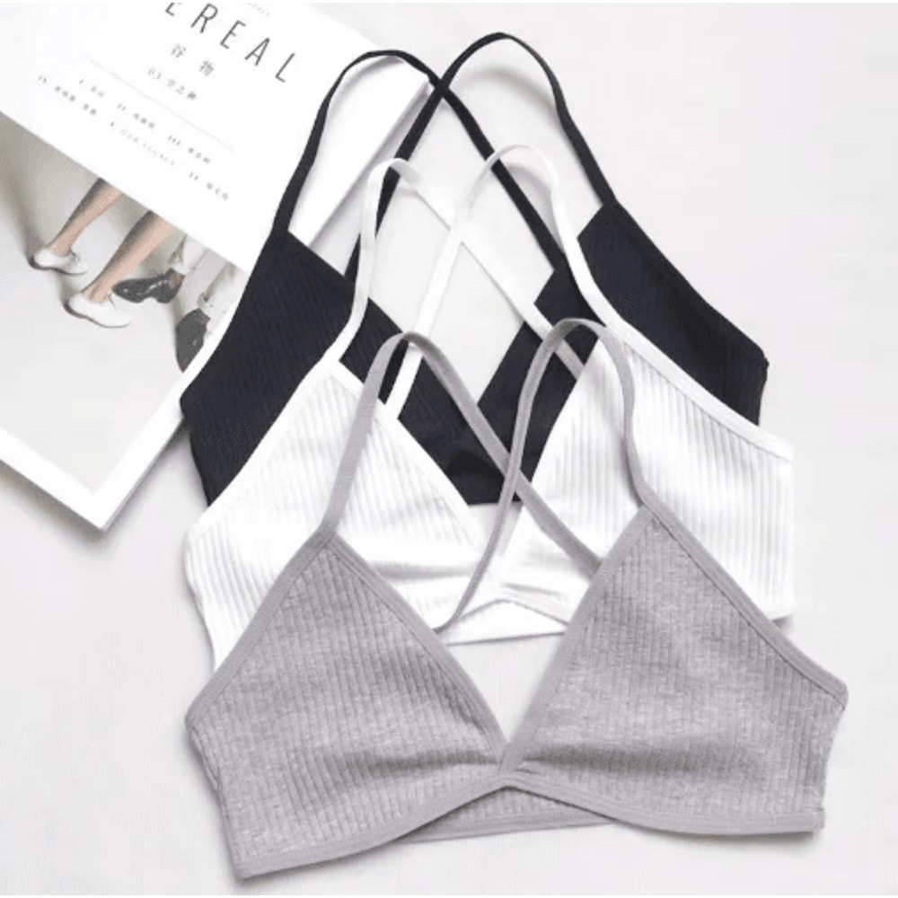 Seamless Deep V Plunge Triangle Bralette Wireless Breathable Lingerie Top For Women 7