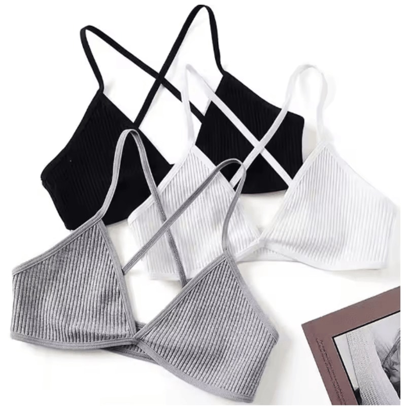Seamless Deep V Plunge Triangle Bralette Wireless Breathable Lingerie Top For Women 0