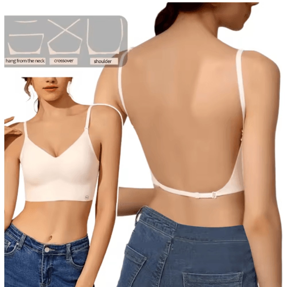 2024 Invisible Push Up Backless Plunge Bra Seamless Open Back Wedding Lingerie 1