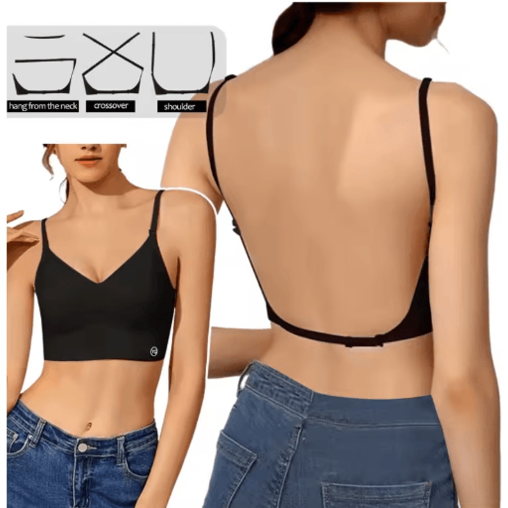 2024 Invisible Push Up Backless Plunge Bra Seamless Open Back Wedding Lingerie 2