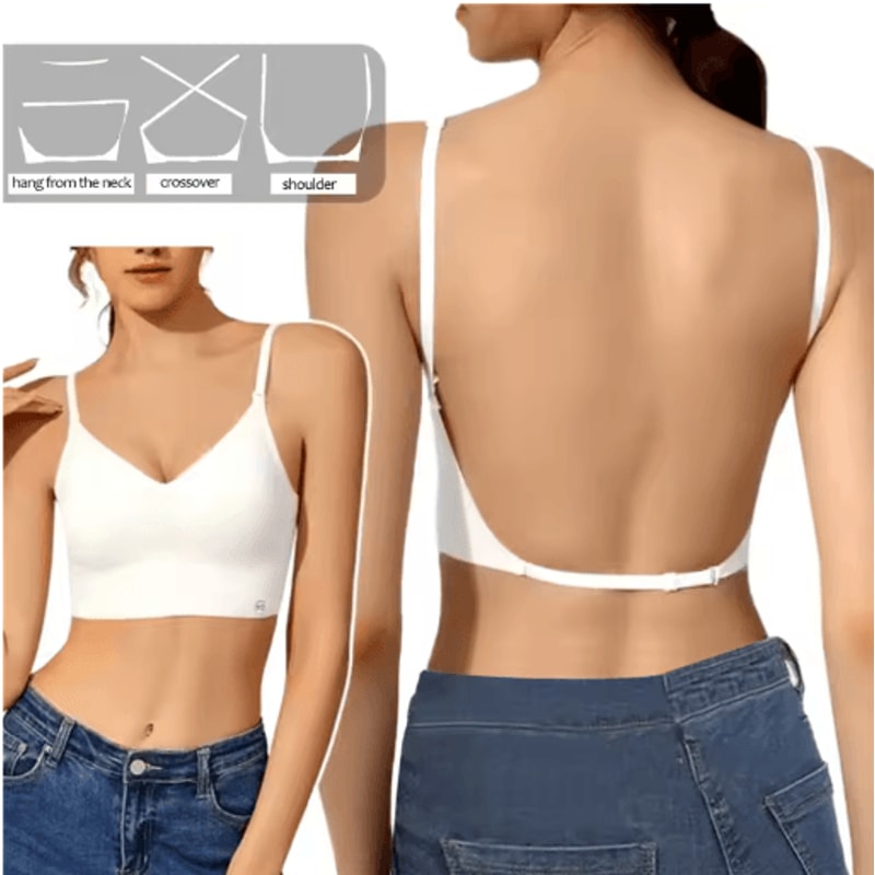 2024 Invisible Push Up Backless Plunge Bra Seamless Open Back Wedding Lingerie 3