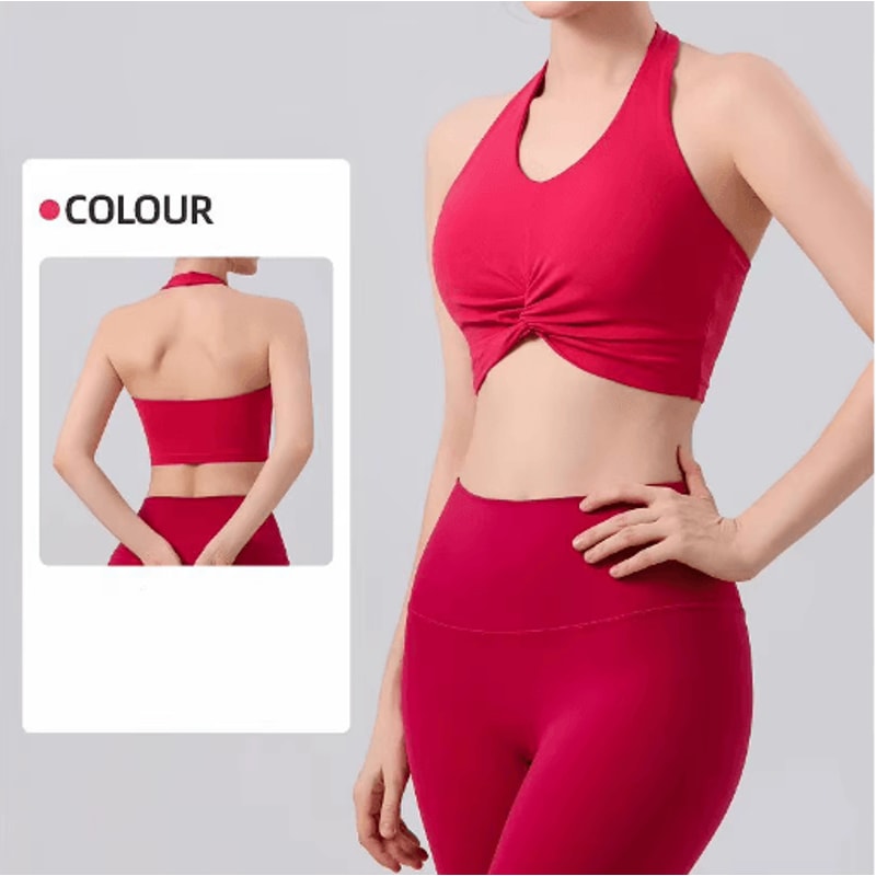 Halter Neck Quick Dry Beauty Back Sports Bra Supportive Running And Yoga Fit 5