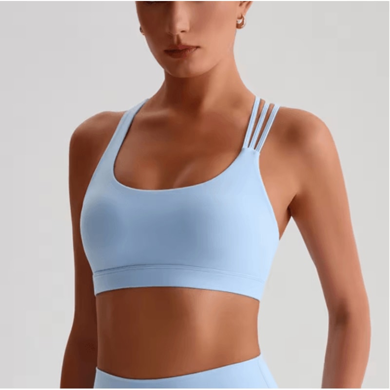 Solid Color Cross Back High Support Fitness Bra Tight Gym Training And Yoga Sport Top 0