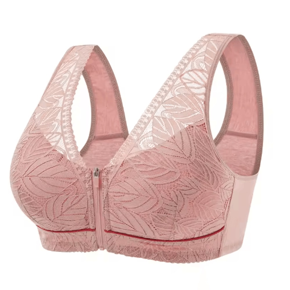 Front Zipper Sports Bra Wireless Breathable Cotton Yoga Bra For Plus Size Women 1