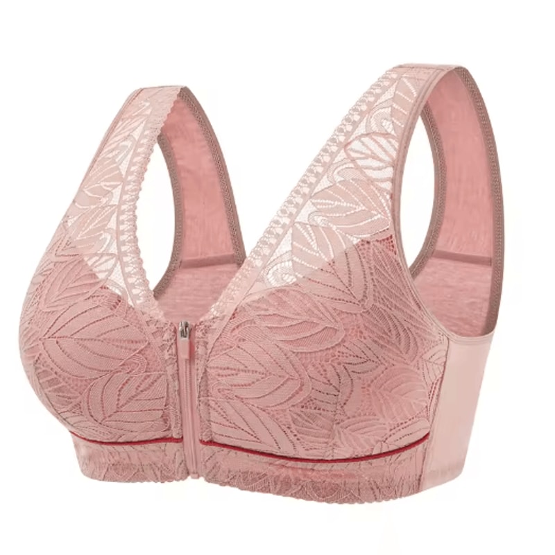 Front Zipper Sports Bra Wireless Breathable Cotton Yoga Bra For Plus Size Women 1