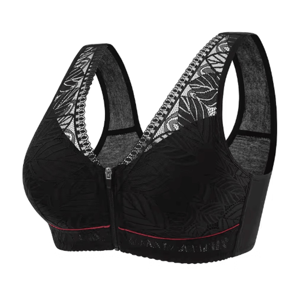 Front Zipper Sports Bra Wireless Breathable Cotton Yoga Bra For Plus Size Women 2