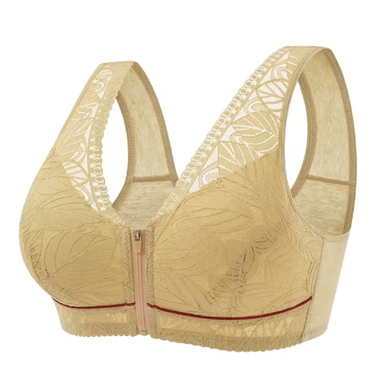 Front Zipper Sports Bra Wireless Breathable Cotton Yoga Bra For Plus Size Women 3