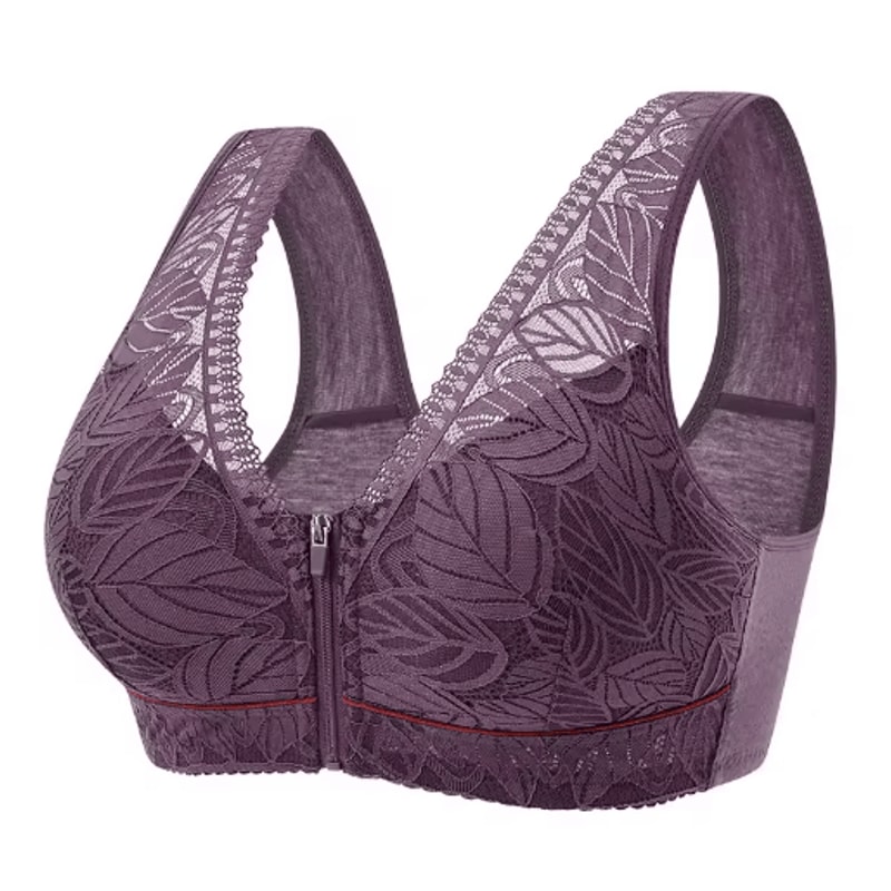 Front Zipper Sports Bra Wireless Breathable Cotton Yoga Bra For Plus Size Women 4