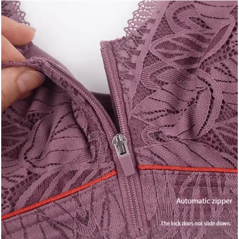 Front Zipper Sports Bra Wireless Breathable Cotton Yoga Bra For Plus Size Women 5