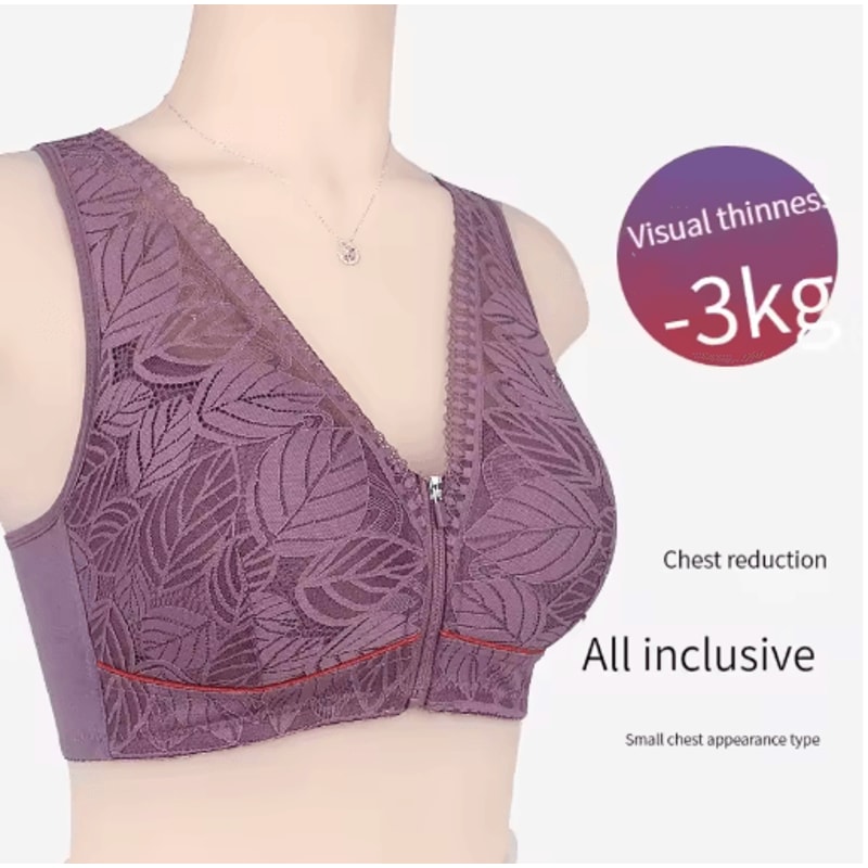 Front Zipper Sports Bra Wireless Breathable Cotton Yoga Bra For Plus Size Women 6