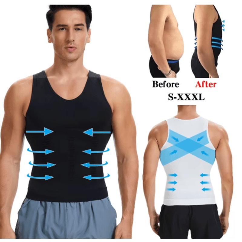 Compression Slimming VNeck Shapewear Tank Tummy Control Muscle Base Layer 0