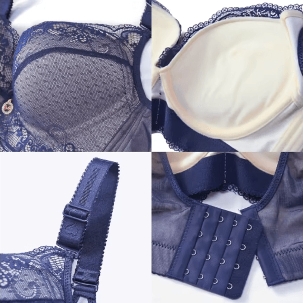 FallSweet Lace Plus Size Push Up Underwire Bra Add Two Cup Sizes AC Cup 3