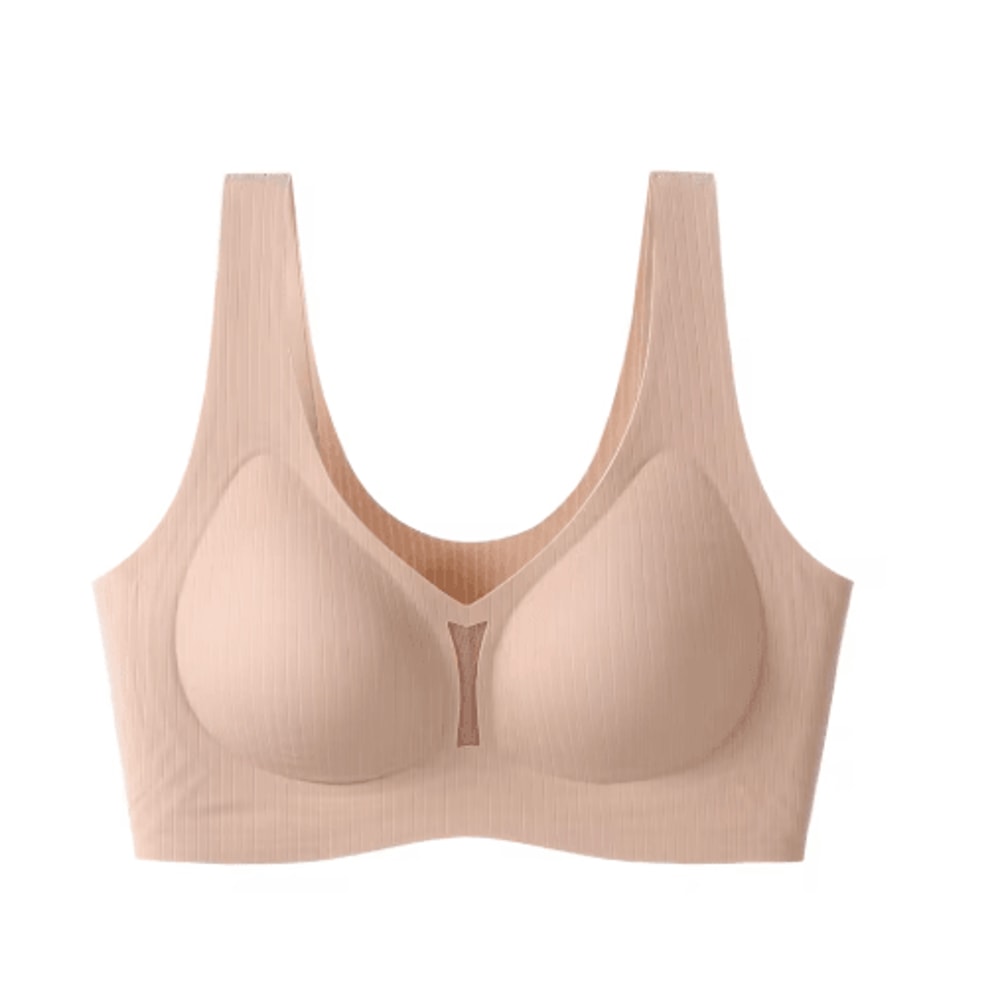 CAITING Nude Seamless OnePiece Gathered Bra For Small Chest 1