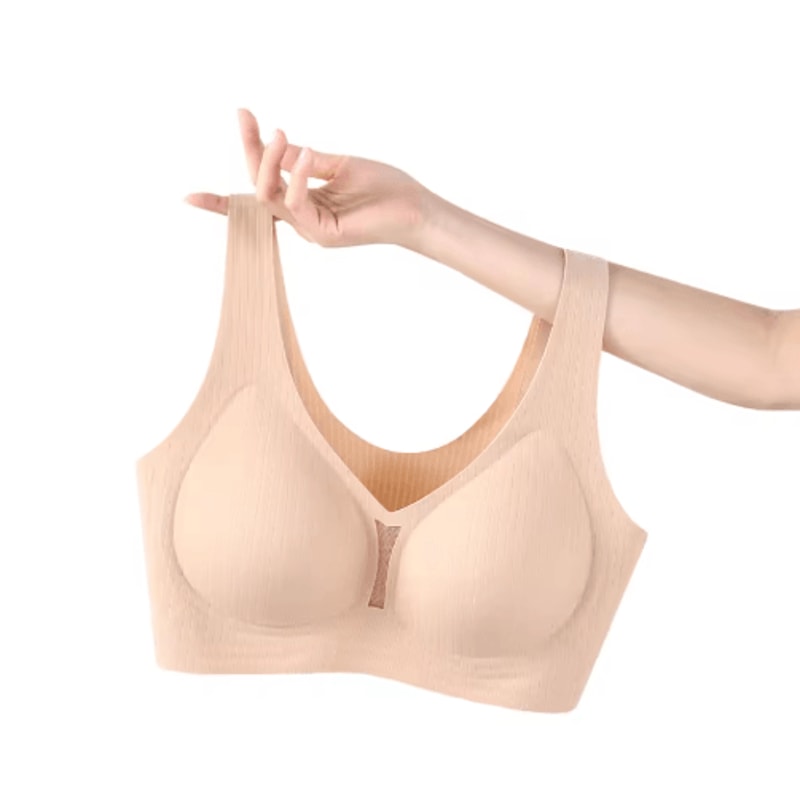 CAITING Nude Seamless OnePiece Gathered Bra For Small Chest 3