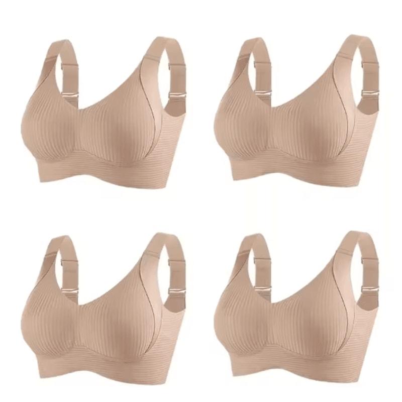 FallSweet 4Piece Wireless Push Up Seamless Plus Size Bralette Set 1