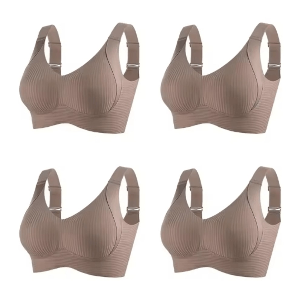 FallSweet 4Piece Wireless Push Up Seamless Plus Size Bralette Set 3