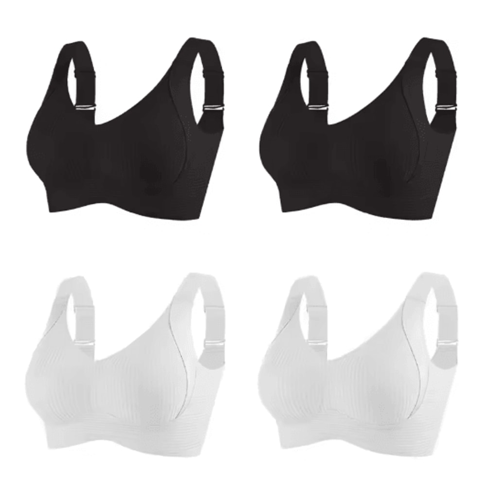 FallSweet 4Piece Wireless Push Up Seamless Plus Size Bralette Set 4