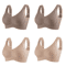 FallSweet 4Piece Wireless Push Up Seamless Plus Size Bralette Set 5