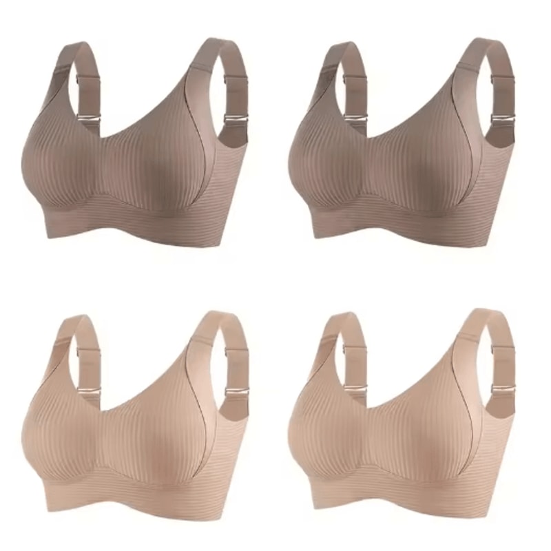 FallSweet 4Piece Wireless Push Up Seamless Plus Size Bralette Set 5