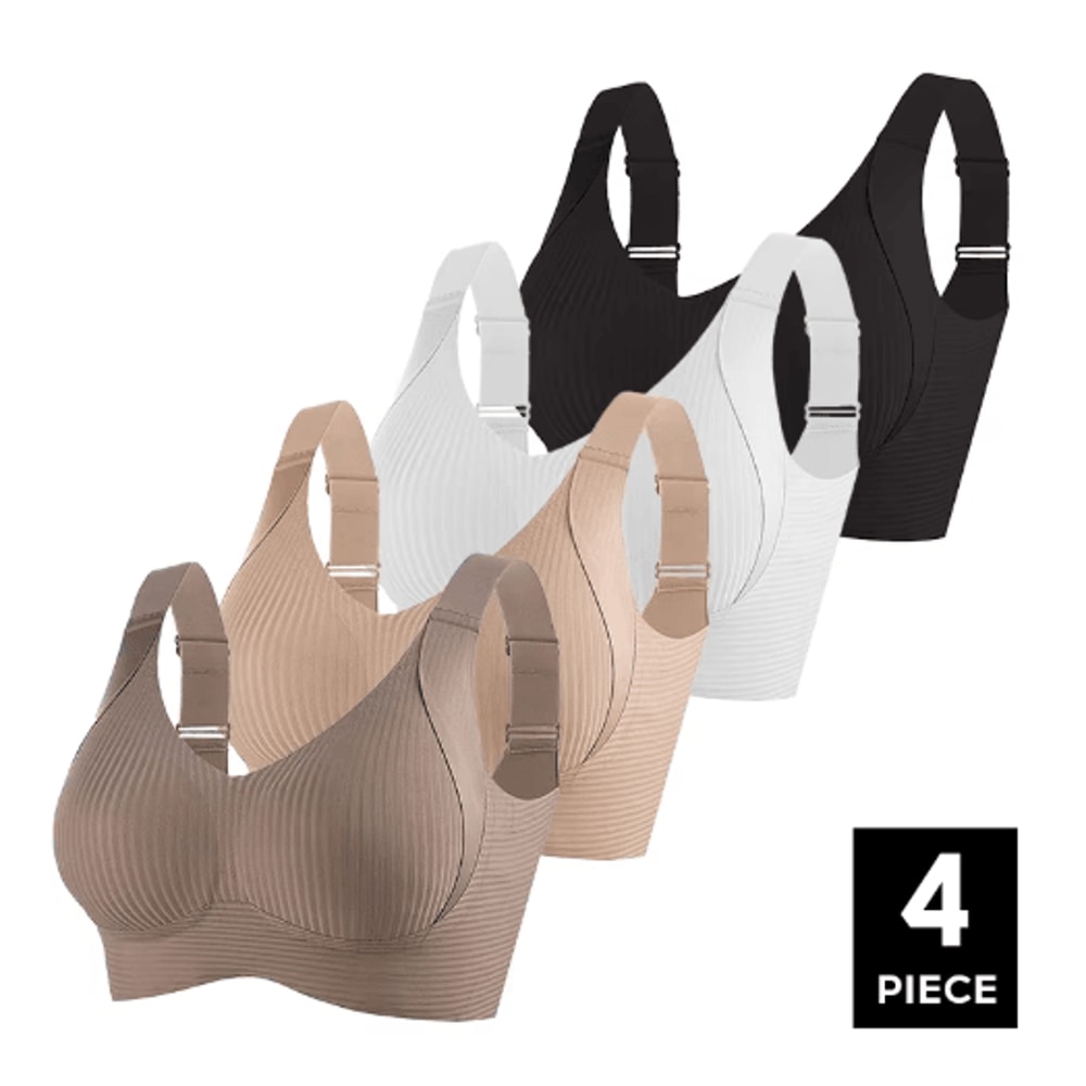 FallSweet 4Piece Wireless Push Up Seamless Plus Size Bralette Set 0