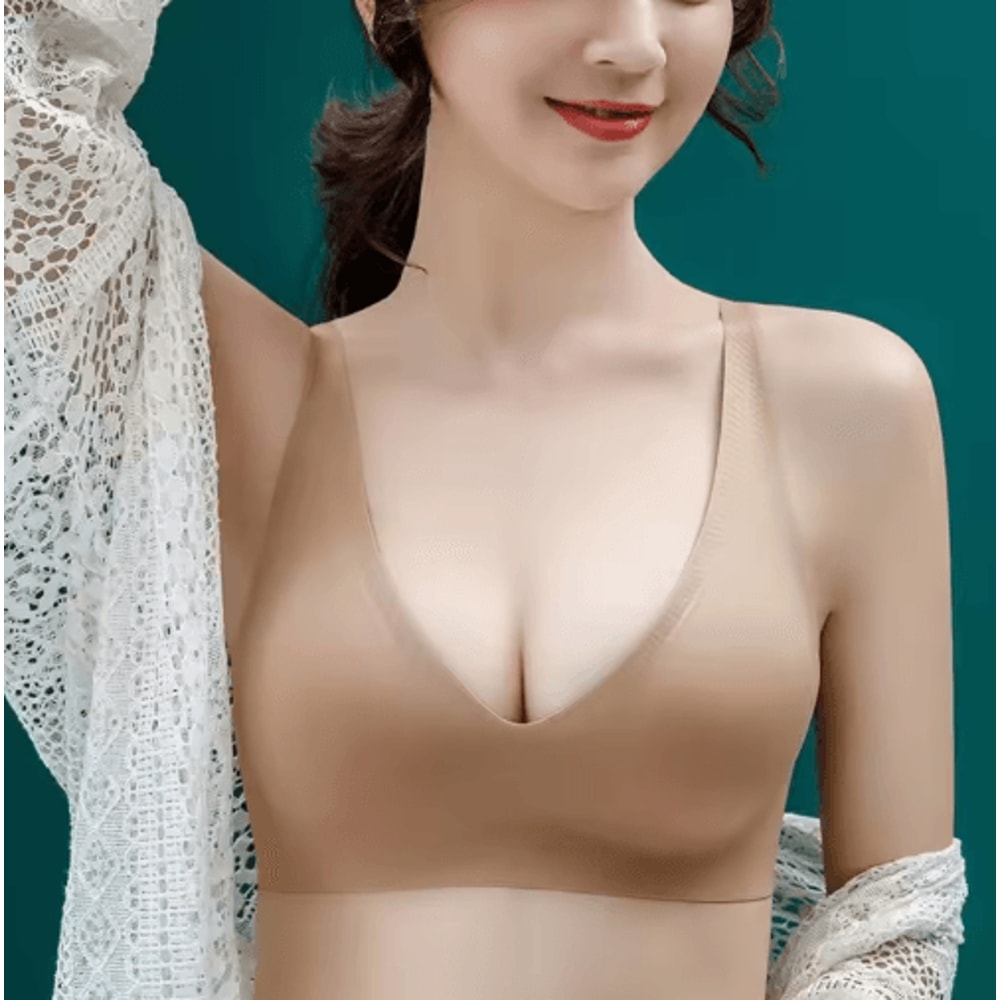 Seamless VNeck Wireless Gathered Bra For Small Chest 0