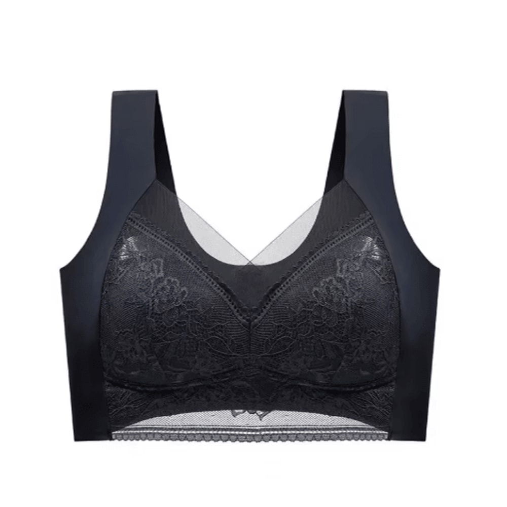 Plus Size Lace Ice Silk AntiSag Seamless Padded Vest Bra 4