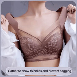 plus size lace ice silk anti-sag seamless padded vest bra