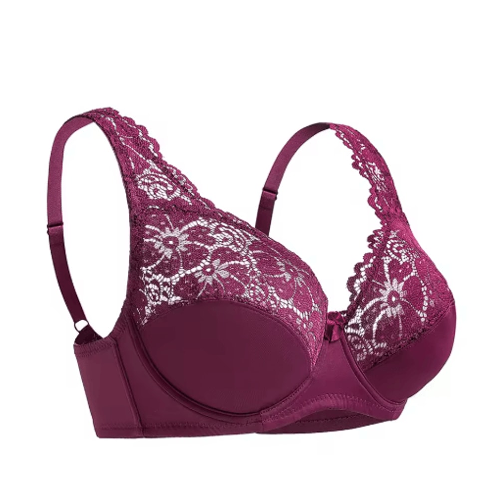 Floral Sheer Plus Size Lace Bra With Underwire Support 1