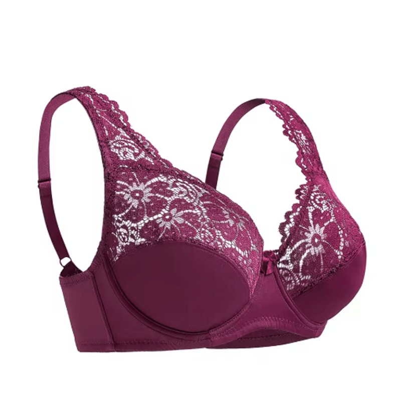 Floral Sheer Plus Size Lace Bra With Underwire Support 1