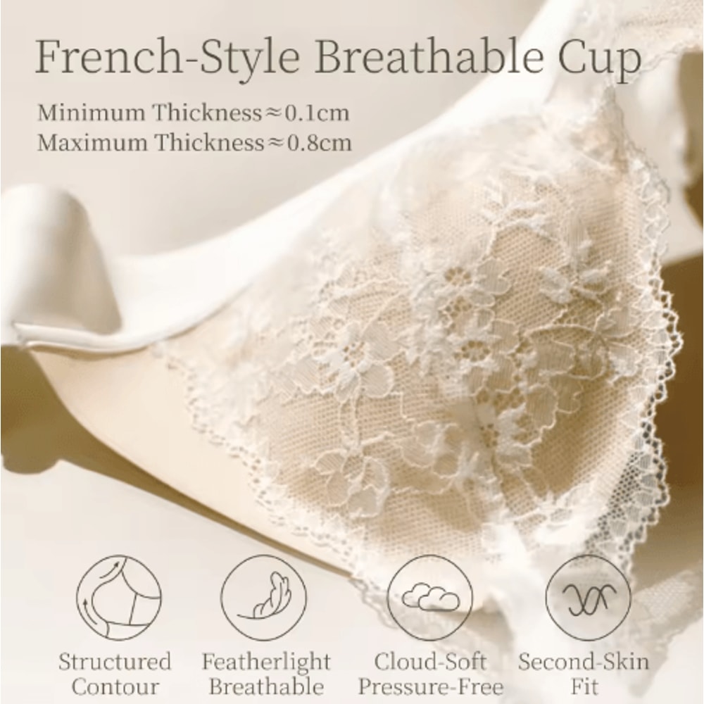 SUJIIN Deep V Wireless Push Up Lace Bra For Small Busts 3